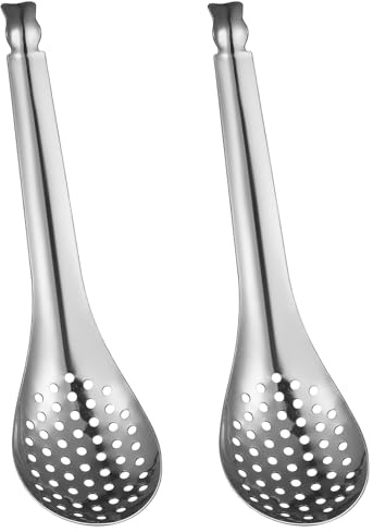 Luxshiny 2pezzi Cucchiaio Schiumarola Acciaio Inossidabile Da Utensili Per Cucina Con Facile Da Pulire e Utilizzare Per Cottura e Caviar