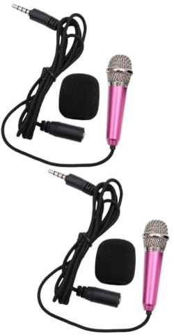 Parliky 2piezas Mini Micrófono Inalámbrico para Karaoke k Song Artifact Altavoz Portátil y Micrófono Condensador para Teléfonos y Pc Color Rosa y Grabaciones