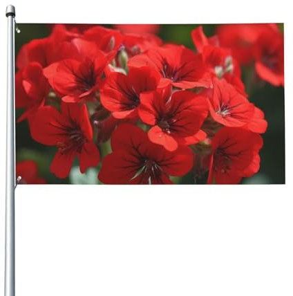 Flagge, 90 x 152 cm, Dekoration, Outdoor-Flagge, rote Geranien, Flagge, 200D, schwere Willkommensflaggen, Polyester-Banner, große Flaggen für Innen- und Außendekoration