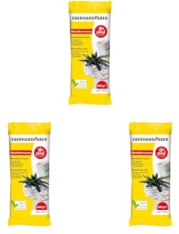 Eberhard Faber 570301 - Modelliermasse lufttrocknend weiß, 500 g EFA Plast classic tonbasiert (Packung mit 3)
