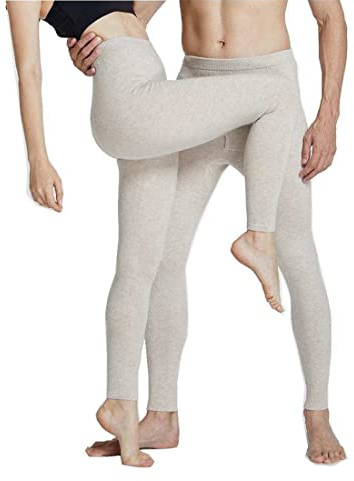 100 % merinoull tjocka män kvinnor termiska underkläder vinterleggings dam baslager Long Johns herr tungvikts tights 100, Dam tjock beige, L