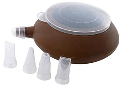 COLLBATH Large Teapot-Shaped Silicone Decorating Pen for Pastry and Cookie 4 Nozzles, Coffee Color, Heat Cake Baking Tool for Bakery and Macaron Decoration