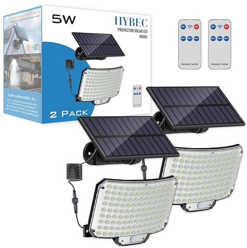 HYBEC - Focos LED Exterior Solares, Foco Solar Exterior, Luces Solares (Pack 2)