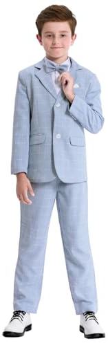 mintgreen pojkar blazer kostym 2 st barn formella bröllopskläder gentleman tuexdo set 5-12 år, Ljusblått, 8-9 År