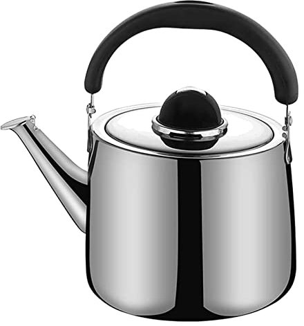 QTYQWC Wasserkocher, Herdplatte, stilvoller, pfeifender Wasserkocher, großer Edelstahl-Wasserkocher mit Soft-Touch-Griff und Druckknopfauslauf, Camping-Wasserkocher (Größe: 3 l)