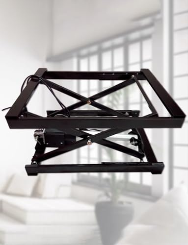 Mesa elevadora de tijera eléctrica con capacidad de carga de 250 lb y plataforma de elevación con altura ajustable de 210 a 580 mm.
