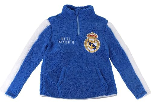CERDÁ LIFE'S LITTLE MOMENTS Jersey Sherpa Fleece Real Madrid Niños – Sudadera Oficial de Estar en Casa, Diseño Exclusivo con Escudo Suéter,8 años