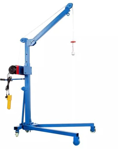 Grue électrique pliante, élévateur d'atelier multifonctionnel, treuil de voiture treuil, capacité de charge de 300/500/600 kg, petite grue à 3 roulettes, adaptée aux ateliers de réparation (500kg )