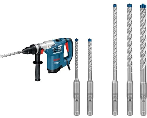 Bosch Professional GBH 4-32 DFR Corded 110 V Rotary Hammer Drill with SDS Plus + 5X Expert SDS plus-7X Hammer Drill Bit Set (for Soft Stone, Hard Stone, Ø 5-10 mm)