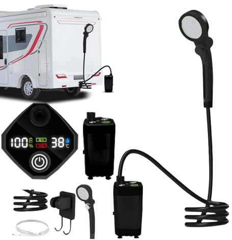 Portable Camping Shower | Rechargeable Shower With LED Screen,Waterproof Outdoor Pump For Outdoor Camping Hiking And Pets Washing