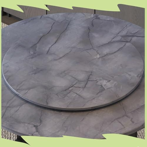 Lazy Susan Plateau tournant en bois pour table de salle à manger Grand plateau rotatif 60 cm Plateau de service rond facile à partager des aliments Finition marbre gris Parfait pour les fêtes