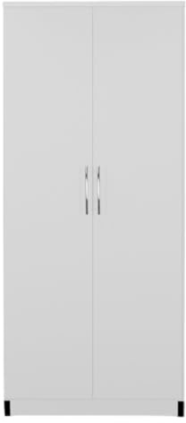Fully Assembled 2 Door Wardrobe – Freestanding Bedroom Storage Cabinet with Hanging Rail & Shelf, Modern Clothes Organizer, 76 x 184 x 50 cm, Multiple Colours Available (White)