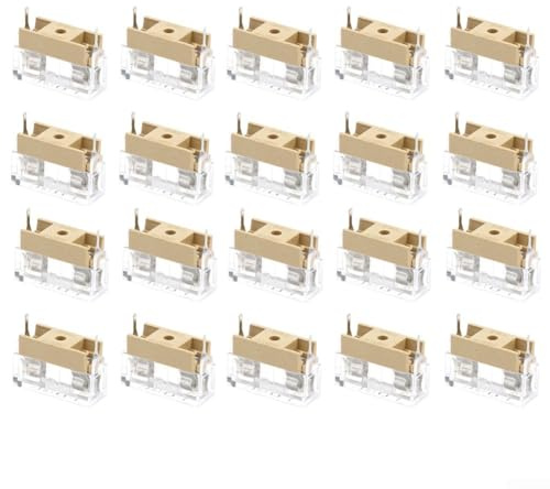 CYRENT 20 PCB-Sicherungshalter mit 20 transparenten Abdeckungen, Doppelklemmen, 250 V, 6 A, 5 x 20 mm Sicherung, Leiterplattenmontage, Haltergehäuse