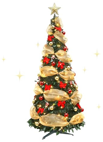 120/150 cm DIY árbol de Navidad Pop-Up plegable, árbol de Navidad artificial, tiras de luz preinstaladas, alimentado por USB, los materiales de alta calidad son reutilizables (B-120 cm)