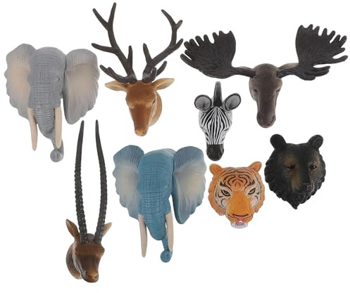 DIKACA 8 Pegatinas de Cabezas de Animales Realistas en Pvc para Decoración Versátil de Pared y Nevera, Resistentes al Desgaste, Ideales para Sala de Estar o Dormitorio