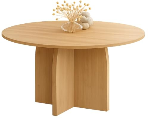 IDMarket ABY - Mesa de comedor fija redonda para 6 personas, madera, efecto haya 110 cm