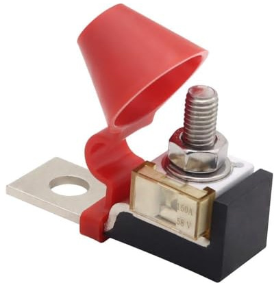 Kit morsettiera fusibile batteria 60-300A per auto, marina, barca, per portafusibili universale con morsetti M8, 58 V max, include tappo isolante rosso