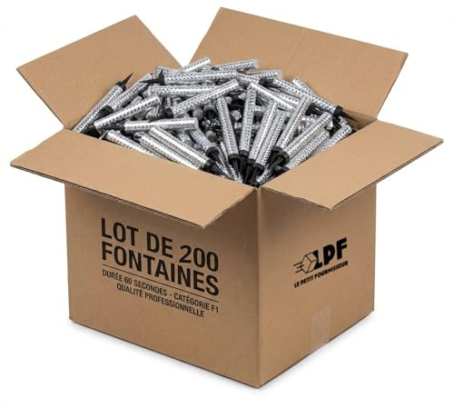 LPF LE PETIT FOURNISSEUR – Lot 200 Fontaines Scintillantes 60 Secondes Réelles – Flamme Dorée 30cm – Sans Odeur – Catégorie F1 Normes Européennes – Pour Gâteau, Bouteille, Soirées & Événements Festifs