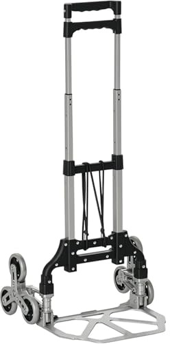 Carrello pieghevole in alluminio per scale, capacità di carico 75 kg, carrello regolabile a 6 ruote con cinghia di sicurezza, ideale per spostare oggetti pesanti in modo efficiente