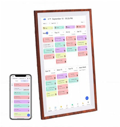 Sxhlseller 15,6-Zoll-Digitalkalender, WiFi-Smart-Familien-Wandkalender-Touchscreen, Elektronischer Aufgabenplan-Organizer und Bilderrahmen (EU-Stecker)