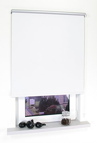 deko-raumshop Thermorollo Verdunkelungsrollo Kettenzugrollo Seitenzugrollo Rollo Weiß Breite 60-200 cm Länge 180 cm Thermo Vorhang lichtundurchlässig Alu Beschichtung Hitzeschutz (130 x 180 cm)