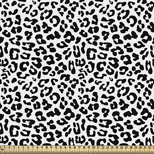 ABAKUHAUS Leopard-Druck Gewebe als Meterware, Schwarz und weiß, Schön Gewebten Stoff für Polster und Wohnaccessoires, 1M (148x100cm),Weiß Schwarz