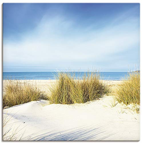 ARTLAND Wanddeko Leinwand Bilder Wandbild 100x100 cm Strand Meer Dünen Gräser Meerblick Natur Sand Himmel Maritim K2JP