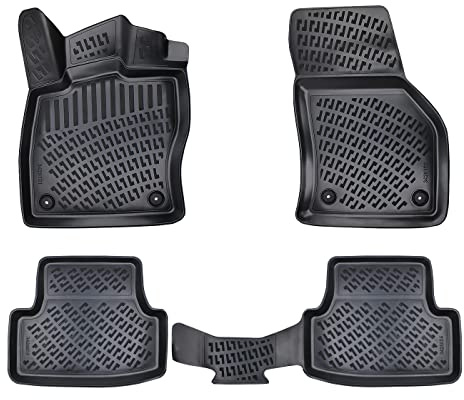 Rizline Passgenau 3D Fussmatten Auto Kompatibel mit VW Golf VII Typ AU 2012–2021 Auto Zubehör 1. und 2. Reihe Gummimatten Autos TPE Allwetter Geruchlos rutschfest Vorne & Hinten Schwarz