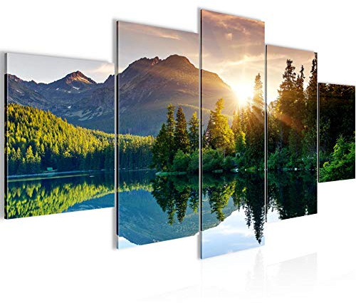 Runa Art - Bilder Natur Sonnenaufgang 200 x 100 cm 5 Teilig XXL Wanddekoration Design Bunt 014451a