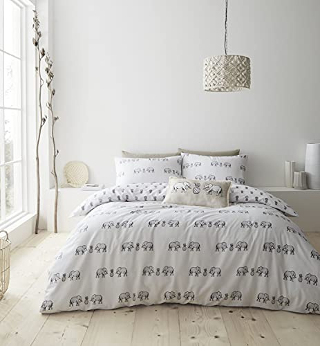 Pineapple Elephant Tembo Baumwoll-Bettwäsche-Set für Einzelbett, Natur