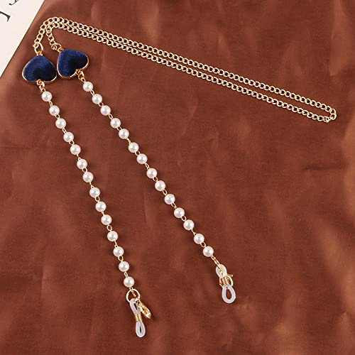 Brillenkette Minimalistischer Stil Herz Perlenkette Brillenkette Lanyard Lesebrillen Ketten Damen Accessoires Sonnenbrillen Halteriemen Kordeln Blau