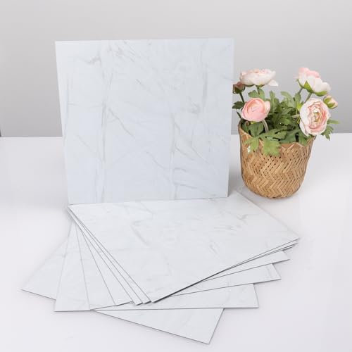 Vinylboden Bodenfliesen PVC Bodenbelag Selbstklebend Fliesen Vinyl Bodenaufkleber Wasserdicht für Badezimmer Küche Wohnzimmer Schlafzimmer Grau und blau Marmor 30.5x30.5cm 20pcs
