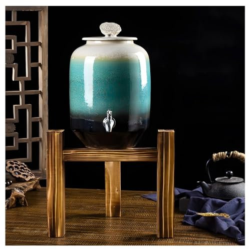 zktoermn Dispensador De Agua De Cerámica, Tanque De Agua De Té con Tapa, Grifos De Acero Inoxidable Y Soportes Triangulares, Muy Adecuado para Usar En Casa O En La Oficina(D,45x26 cm)
