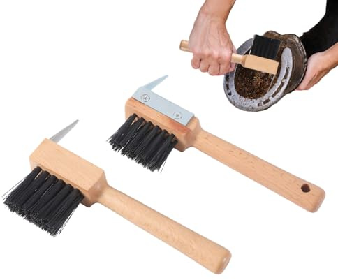 Raspador para Cascos con Cepillo - Cepillo para el Cuidado del Caballo,2 Piezas Portátiles para Aseo, Equipo De Equitación Y Monturas