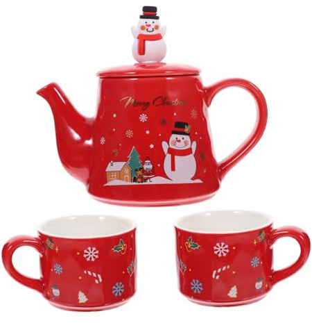 DECOMELODY Teiera in Ceramica Portatile Tazza Da Tè Set Da Tè Forma Di Cartone Animato Articoli Per Casa Di Natale Set Di Teiera