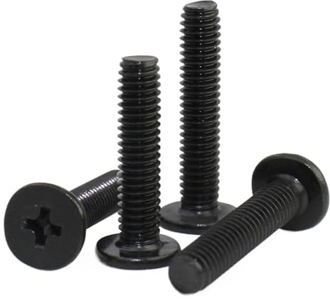 Viti a testa piatta rotonda, 50 pezzi M1.6 in acciaio inossidabile 304 nero con testa a croce ultra sottile for laptop(M1.6 * 6mm)