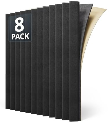 Kuchoow Akustikschaumstoff Schalldämmung Schallschutz Wand, 8 Stück Rille Akustik Schaumstoff Selbstklebend Schaumstoffplatten mit Dämmung MLV für Studio, Gaming, Zimmer, Akustische Geräuschdämmung