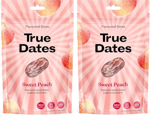 True Dates - PEACH | naturally flavoured sweet dates | No added sugar, Vegan, Palm Oil Free | 100 g (Pack of 2)