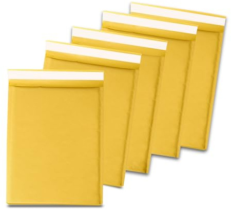 Libenxue A5 Bubble Wrap Padded Envelopes, 5 Pack A5 Bubble Mailer Padded Envelopes Packaging Bags for Small Parcels & Gifts
