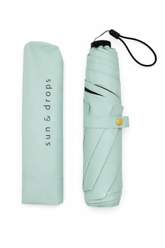 Genérico Paraguas for sun & drops - plegable ultraligero 125 grs. UPF 50+ Protección solar. Resistente al viento. Secado ultrarrápido. Repelente al agua. (Mint Green)