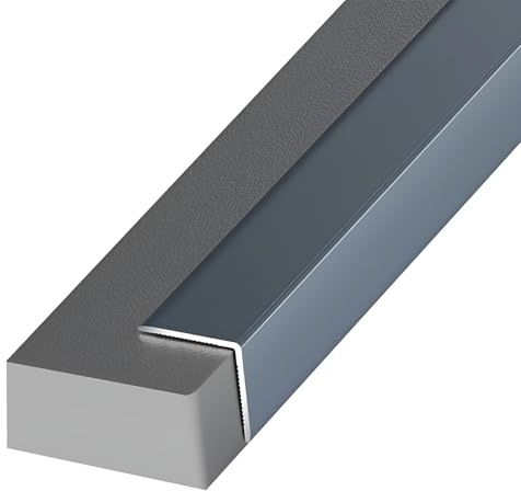 Coayuou Baguette D Angle Alu Finition Carrelage 90cm* 3pièces Profile d'angle Protection Contre Les Dommages Et Esthétique Moderne- Parfaite pour Cuisine, Salle De Bain Et Salon(Iron Grey,25 * 25mm)