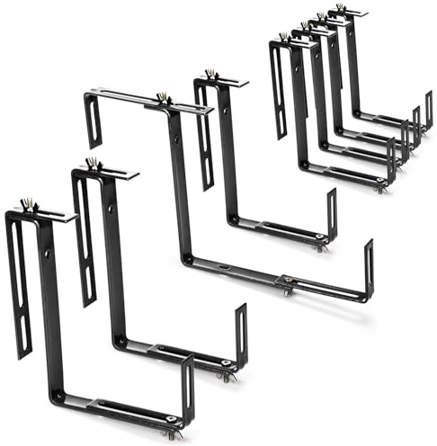 com-four® 8X Blumenkastenhalter für Balkon-Brüstungen und Geländer | flexible Befestigung aus Metall für Pflanzkästen - 2-fach verstellbar - kein Bohren notwendig