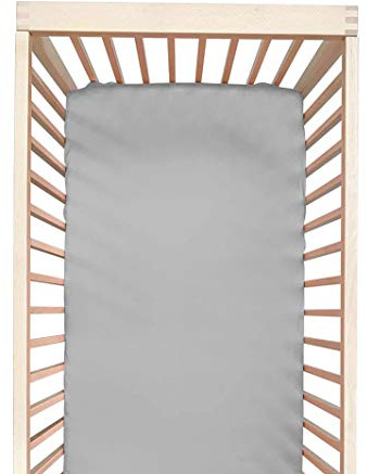 Cozysilk Sábana Ajustable para Cuna, 100% Seda de Morera, sábana para colchón estándar para bebés y niños pequeños para niños / niñas, sábanas cómodas y Transpirables para Cuna, 71 x 132 cm (Gris)