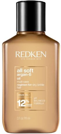 Redken Haarmaske mit Tiefenpflege für trockenes und brüchiges Haar, Belebt und hydratisiert, Mit Omega-6 und Argan-Öl, All Soft Argan-6 Öl, 1 x 111 ml