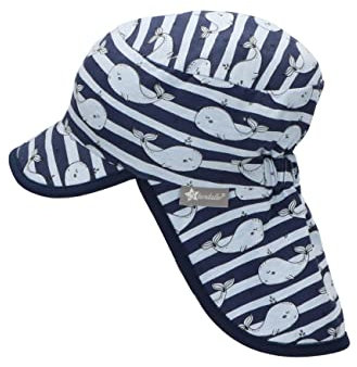 Sterntaler Jungen Schirmmütze mit Nackenschutz Wali Sonnenhut, blau, 45