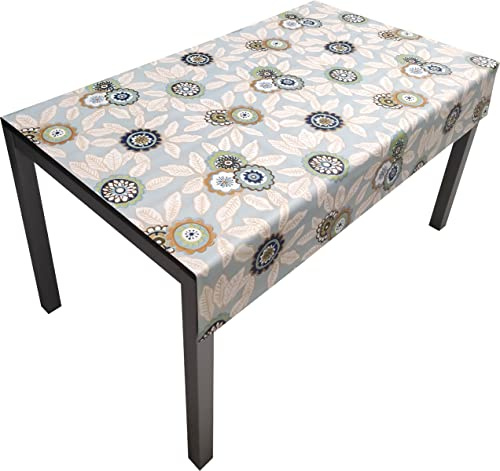 COMERCIAL CANDELA FELPUDOS Y ALFOMBRAS Hule | Mantel Mesa Antimanchas | Mantel Mesa Comedor y Mesa Cocina PVC Impermeable, para Interior y Exterior Diseño Flores de Loto Mandala (100_x_140_cm)