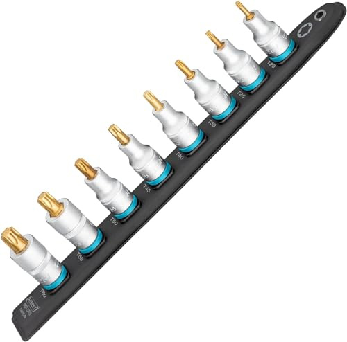 HAZET Steckleiste 992T-SR/8 |Smart-Rail mit magnetischer Unterseite, 8 Steckplätze, Antrieb: Vierkant 12,5 mm (1/2 Zoll), Abtrieb: Außen TORX Profil | flexible Kunststoffsteckleiste für Steckschlüssel
