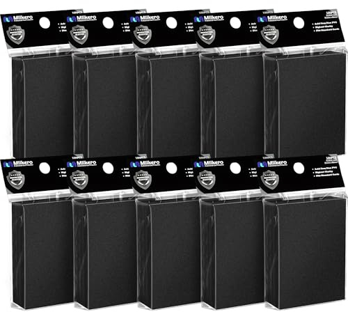 Mlikero 1000 Stück schwarze Matte Kartenhüllen, Sammelkartenhüllen für MTG, Baseballkarten, Sportkarten, Spielkarten, Polypropylen (PP), 91 x 66 mm, Schwarz