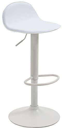 CLP Barstol Lana V2 med metallram och konstläderöverdrag I höjdjusterbar ergonomisk barstol med fotstöd och vridbar sits, färg: vit, ram färg: vit