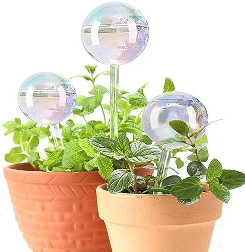 E-feilai - Large Glass Watering Globes for Gift, Self-Watering Bulbs for Plants, Watering Balls, Plant Watering stakes for Holidays,Automatic Drip Irrigation Kits,Slow Plant Waterer (3 Pcs)